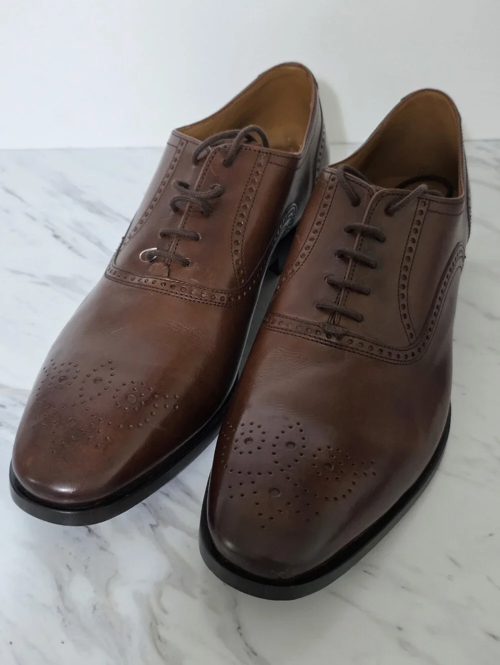 Allen Edmonds Brown Leather Oxford with Brogue Detailing